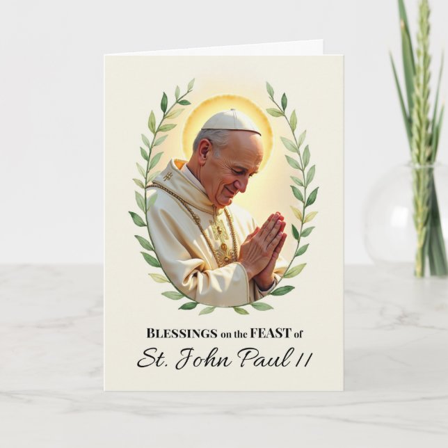 Carte Saint Jean Paul ll Fête de jour Bénédiction Feuill (Devant)