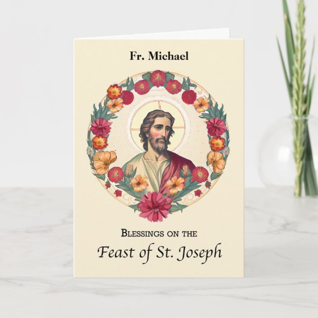 Carte Saint-Joseph aux bénédictions du prêtre Fleurs de  (Devant)