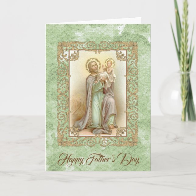 Carte Saint Joseph avec Bébé Jésus Aquarelle (Devant)