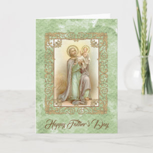 Carte Saint Joseph avec Bébé Jésus Aquarelle