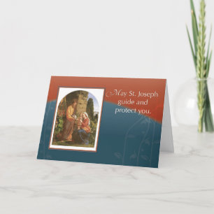 Carte Saint Joseph avec Marie et Jésus et Esprit