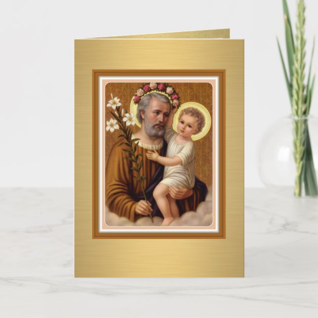 Carte Saint Joseph Bébé Jésus Catholique Religieux Vinta (Devant)