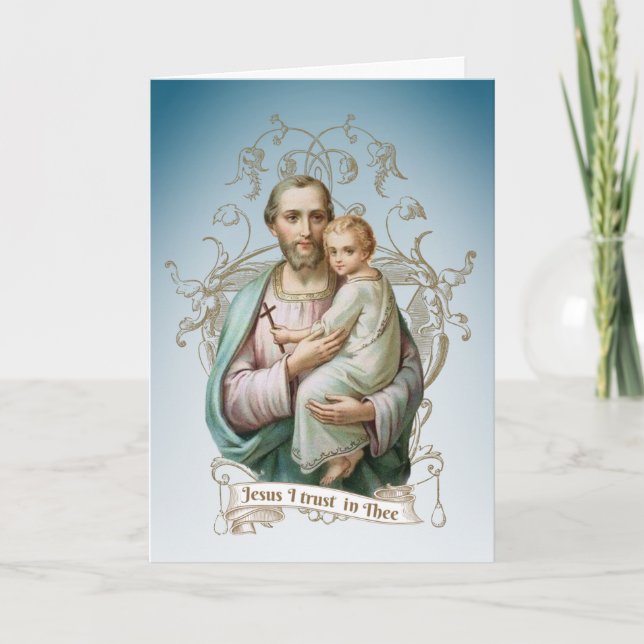 Carte Saint Joseph Bébé Jésus Religieux Catholique Saint (Devant)