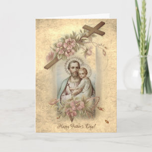 Carte Saint Joseph Enfant Jésus Fête des pères religieus