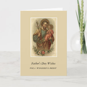 Carte Saint Joseph & Enfant Jésus Prêtre de Fête des pèr
