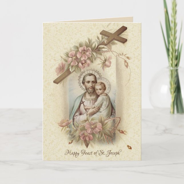 Carte Saint Joseph Fête de la prière catholique (Devant)