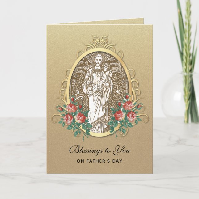 Carte Saint Joseph Jésus Fête des pères catholique Relig (Devant)
