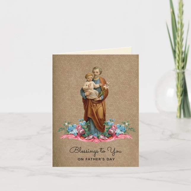 Carte Saint Joseph Jésus Fête des pères catholique Relig (Devant)