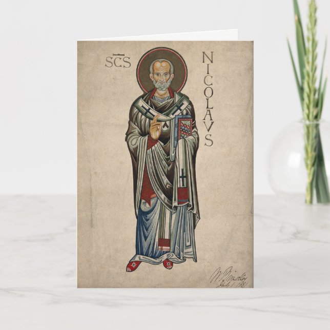 Carte Saint Nicholas de St Nick d'aquarelle de Myra et (Devant)