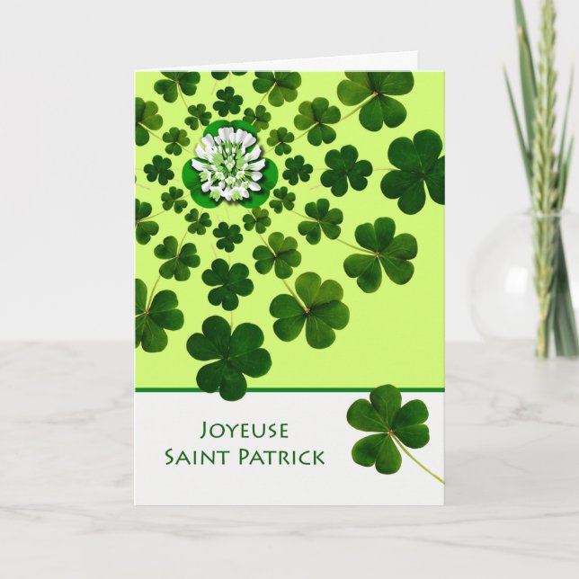 Carte Saint Patrick en français avec Shamrock (Devant)