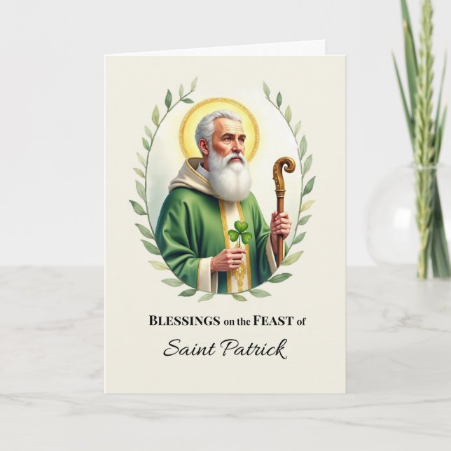 Carte Saint Patrick Fête Bénédiction Jour Aquarelle Trai (Devant)