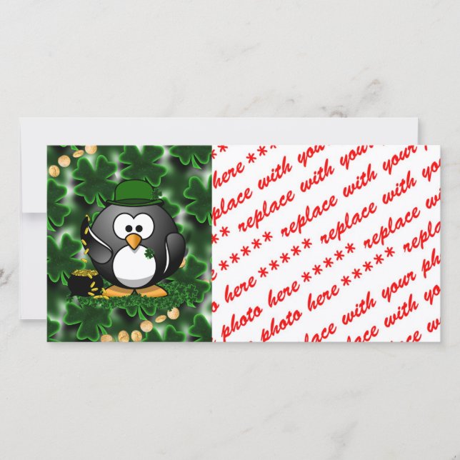 Carte Saint Patrick le jour du Lucky Penguin (Devant)