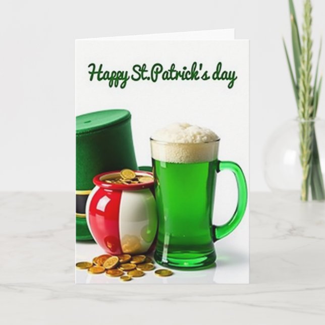 Carte Saint-Patrick Pot D'or Rayé (Devant)