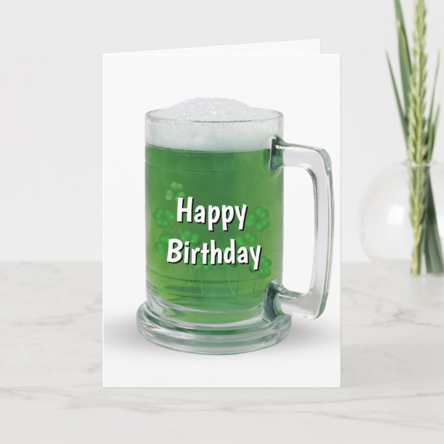 Carte Saint Patrick's Day Anniversaire Bière verte (Devant)