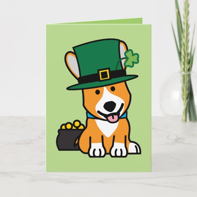 Carte Saint Patrick's Day Corgi Leprechaun Chien Chien C (Devant)