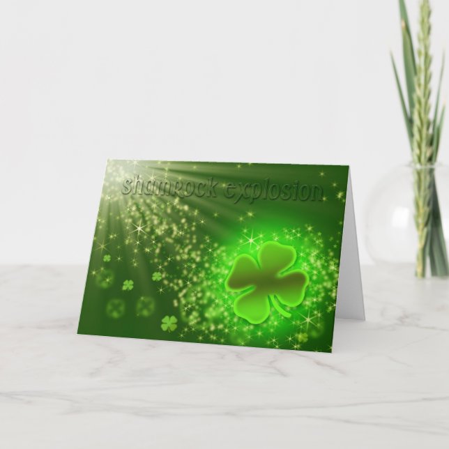 Carte Saint Patrick's Day - Explosion Shamrock - Amusant (Devant)