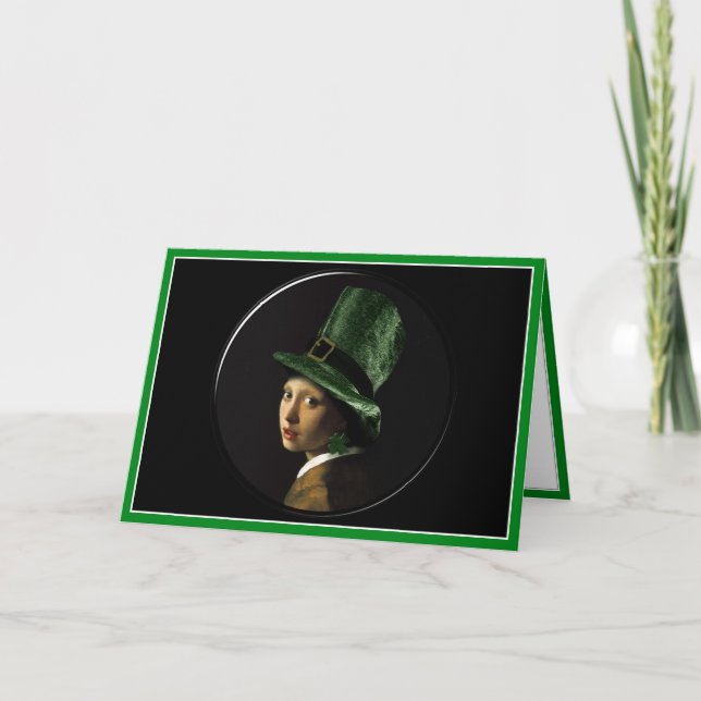 Carte Saint Patrick's Day - Fille avec l'oreille Shamroc (Devant)