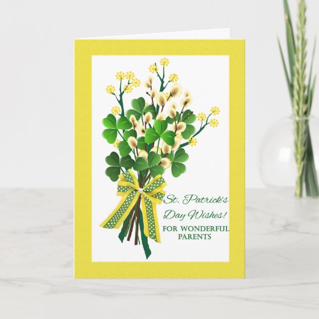 Carte Saint-Patrick's Day for Parents with Shamrocks (Devant)