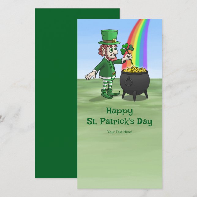 Carte Saint Patrick's Day Leprechaun (Devant / Derrière)