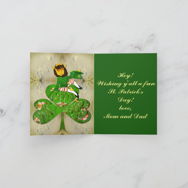 Carte Saint Patrick's Day Leprechaun (Intérieur)