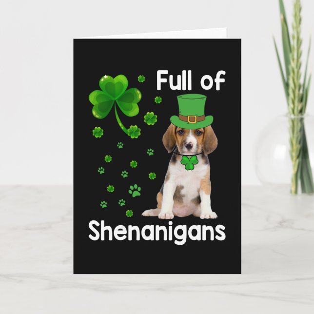 Carte Saint Patrick's Day Lucky Shenanigan Beagle Chien (Devant)