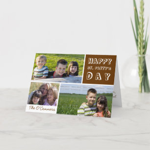 Carte Saint Patricks Day Photo Collage Shamrock vert
