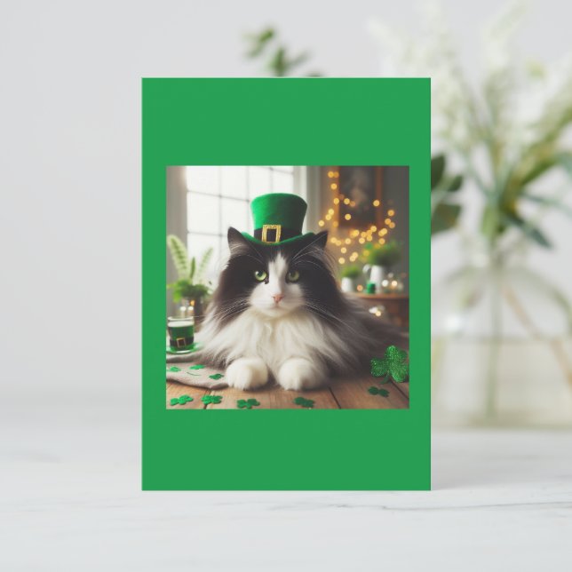 Carte Saint Patty's day Chat (Debout devant)
