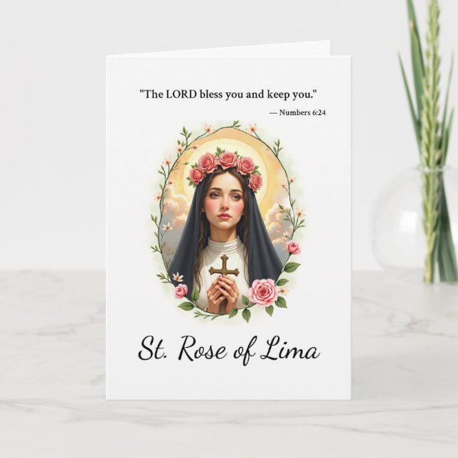 Carte Saint Rose de Lima Écriture Rose de la Paix de Die (Devant)