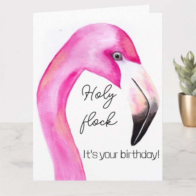 Carte saint troupeau son anniversaire flamingo salutatio (Petite plante)