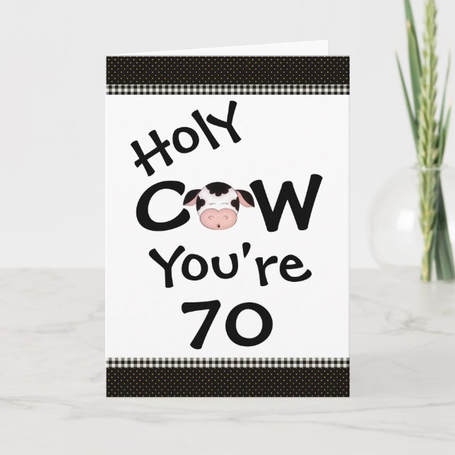 Carte Saint Vache Vous avez 70 ans Humoristique Noir Bla (Devant)