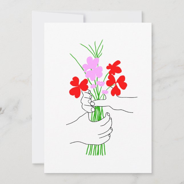 Carte Saint-Valentin avec bouquet de fleurs en forme de  (Devant)