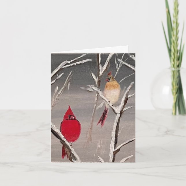 Carte Saint Valentin avec Cardinaux (Devant)