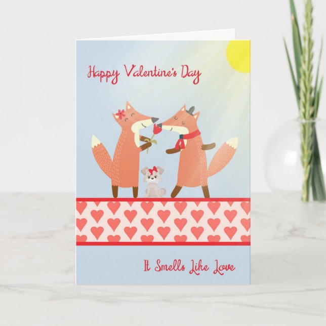 Carte Saint Valentin avec deux mignons renards (Devant)