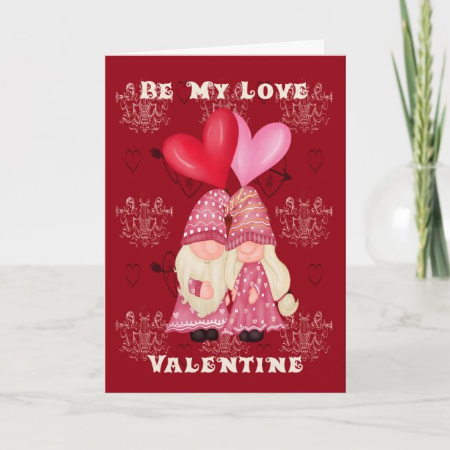 Carte Saint Valentin avec Gnomes en amour (Devant)