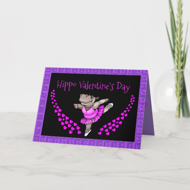 Carte Saint Valentin avec Hippo Ballerina (Devant)