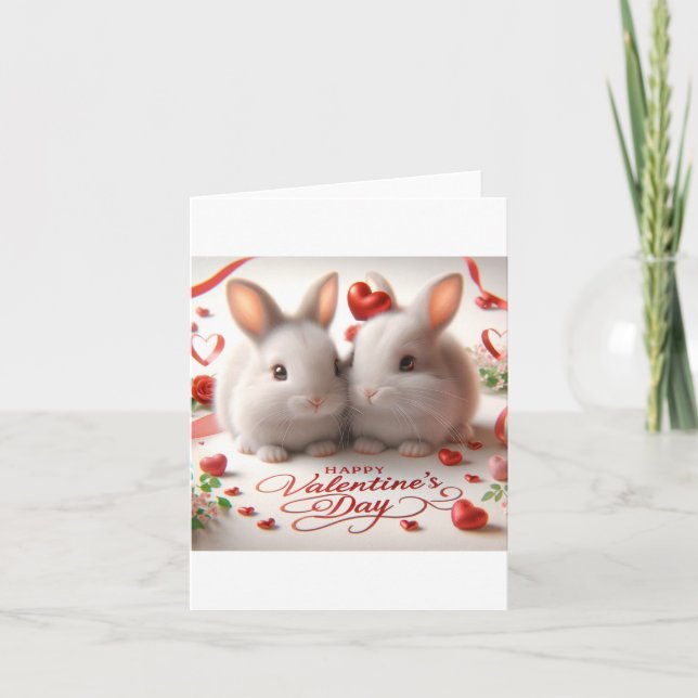 Carte Saint Valentin avec lapins (Devant)
