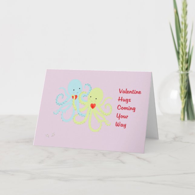 Carte Saint-Valentin avec poulpes colorées (Devant)