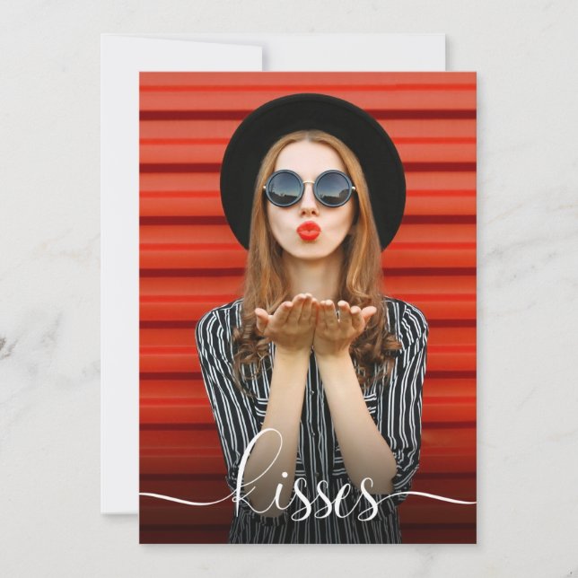 Carte Saint Valentin baisers avec votre Selfie Photo (Devant)