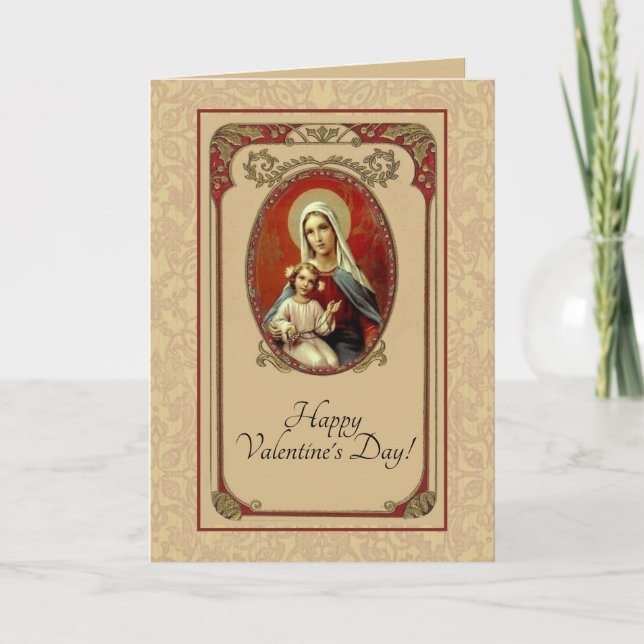 Carte Saint-Valentin Bienheureuse Vierge Marie & Jésus (Devant)