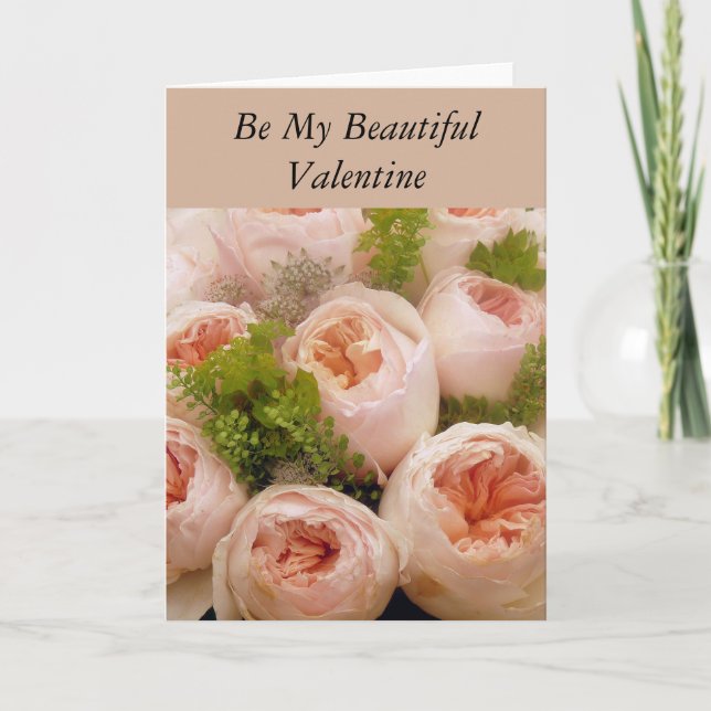 Carte Saint Valentin Bouquet Rose romantique (Devant)