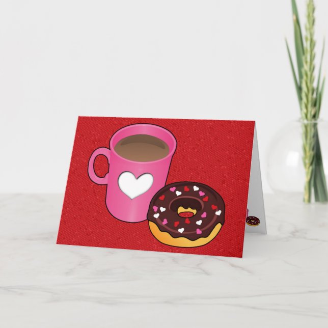 Carte Saint Valentin café et Donut (Devant)