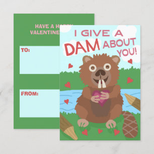 Carte Saint Valentin Castor Funny Kids School