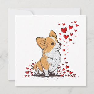 Carte Saint-Valentin Chien Mignon Corgi Fête de la Saint