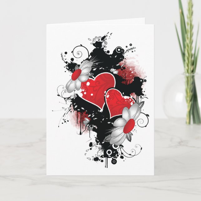 Carte Saint-Valentin Coeurs et Fleurs (Devant)