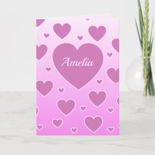 Carte Saint-Valentin coeurs roses (Devant)