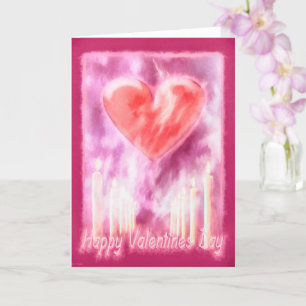 Carte Saint Valentin COEURS ROSES ET BOUGIES