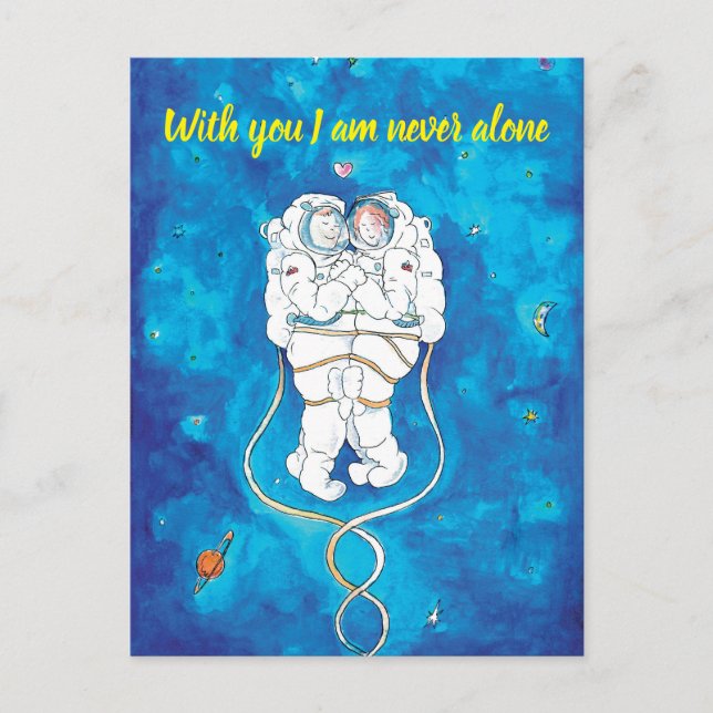 Carte Saint Valentin Couple d'astronautes amoureux (Devant)