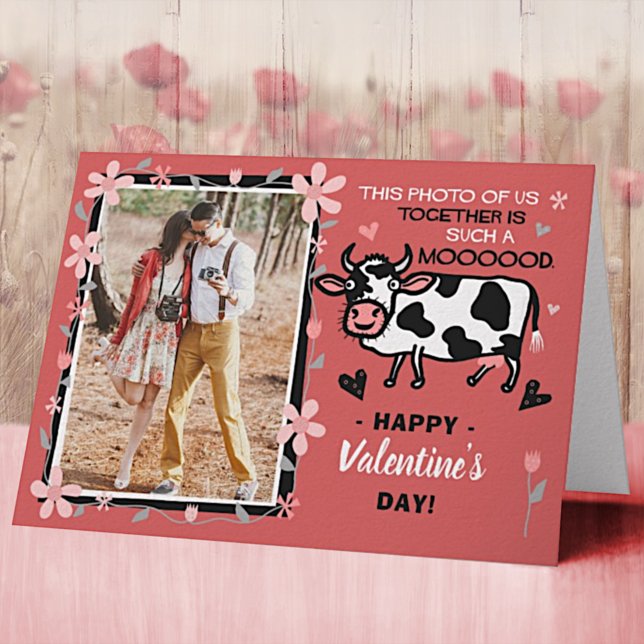 Carte Saint Valentin Cute Cow Custom Couple Photo Drôle (Créateur téléchargé)
