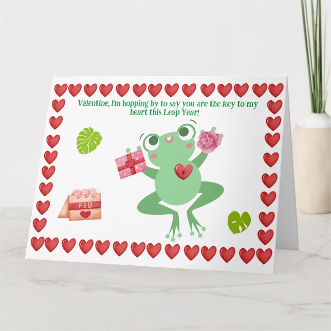 Carte Saint Valentin de la grenouille Fleurs Coeurs Cade (Devant)