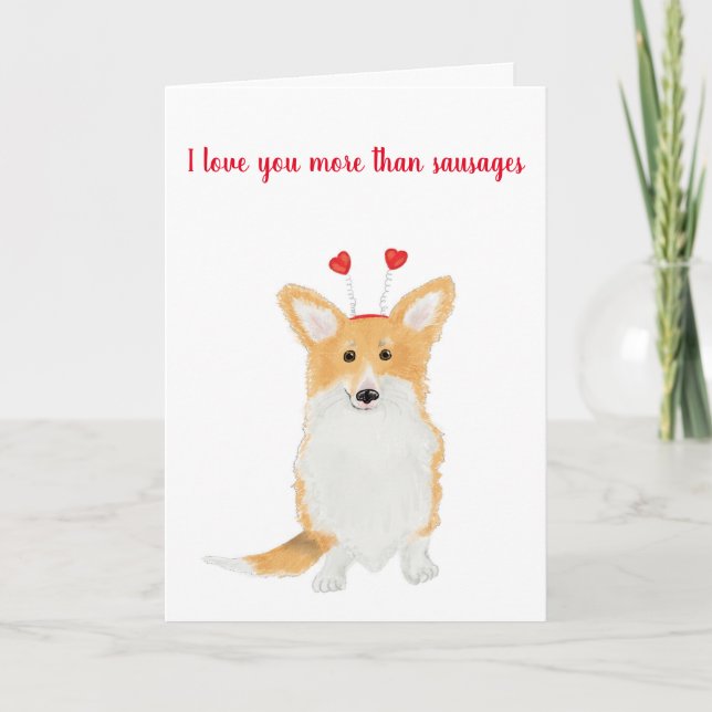 Carte Saint-Valentin de mignonne corgi (Devant)